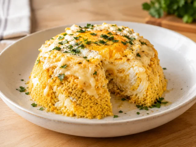 Cuscuz nordestino proteico com ovo e queijo