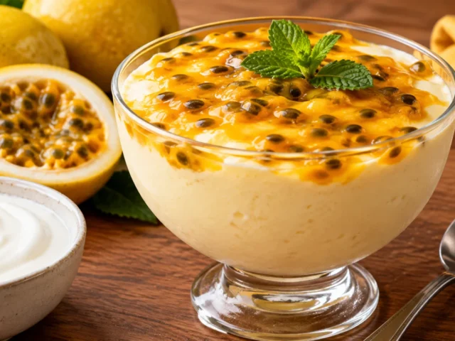 Mousse de maracujá com iogurte, sem açúcar