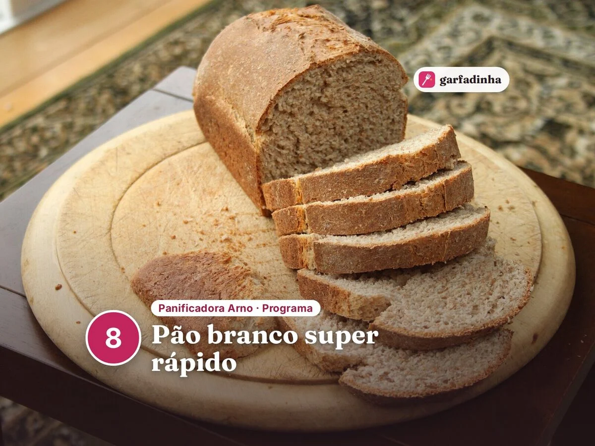 Pão branco super rápido feito na panificadora Arno (programa 8)