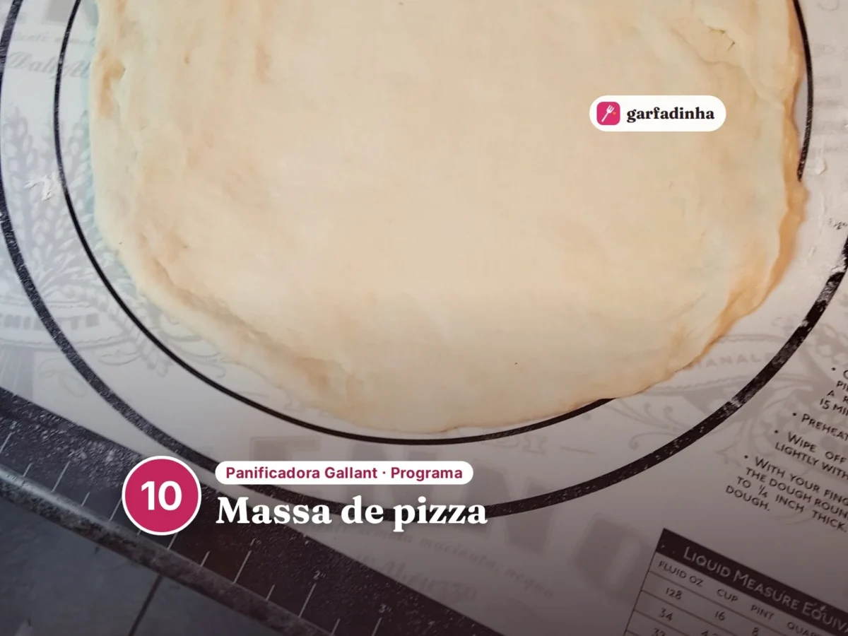 Massa de pizza feito na panificadora Gallant (programa 10)